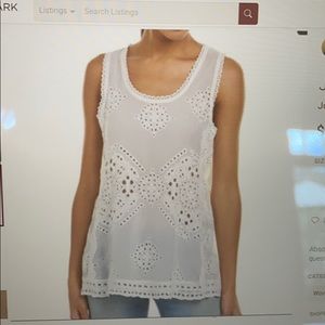 Johnny Was eyelet white lace tank